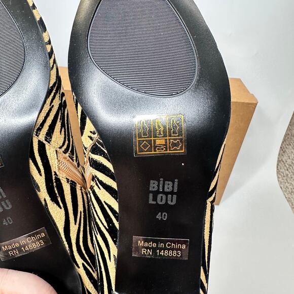 SOLD Anthropologie Bibi Lou Zebra Suede Leather Knee High Stiletto Boots - Picture 9 of 15